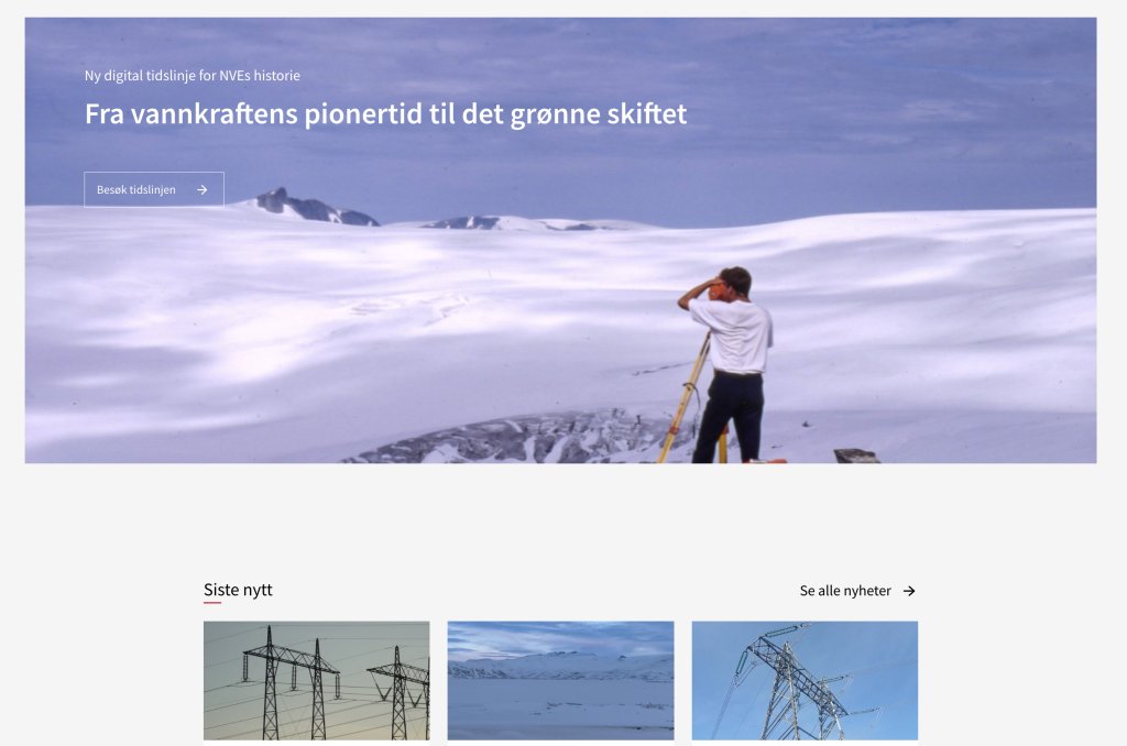 Bildet er en skjermdump av forsiden til nve.no Bildet er en skjermdump av forsiden til nve.no