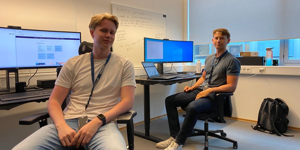 Bilde av sommerstudentene i Vestfold på kontoret 