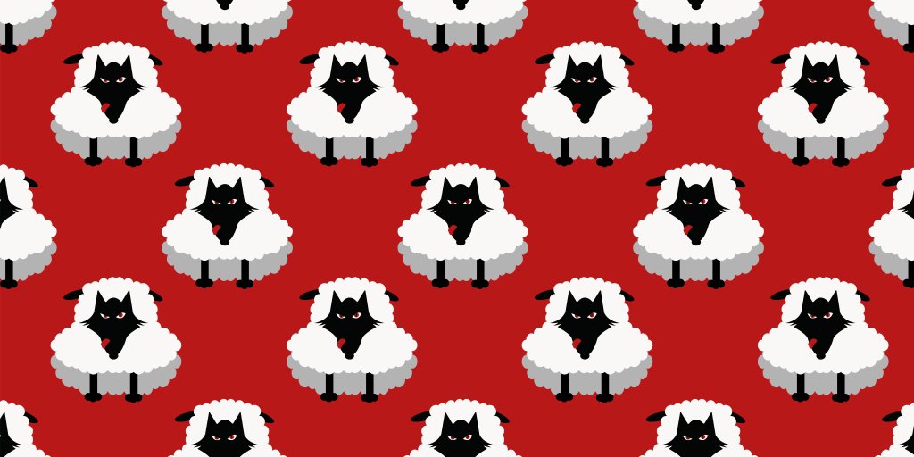 Illustrasjon av ulv i fåreklær