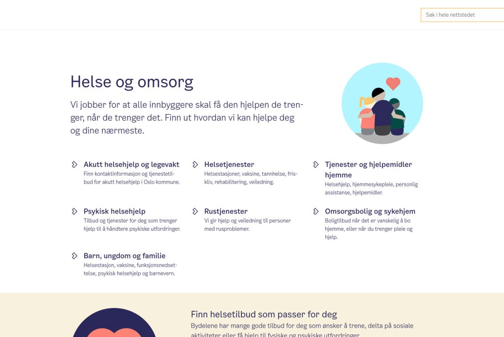 På bildet ser vi en skjermdump fra nettsiden til Oslo kommune