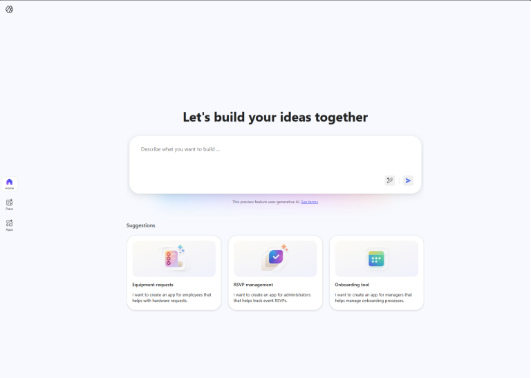Landingssiden på vibe.powerapps.com